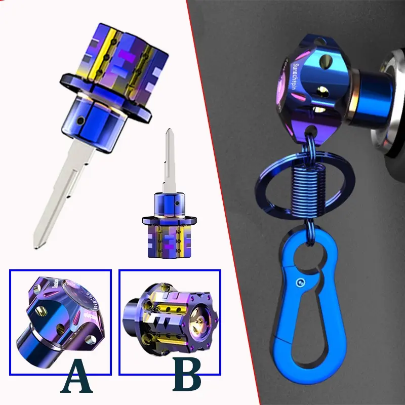 Đầu Chìa Khóa Hợp Kim Titan Cho Xe Máy, Giá Đỡ Chìa Khóa Sửa Đổi Sang Trọng Thông Dụng Với Móc Chìa Khóa, Phù Hợp Với Xe Máy, Xe Tay Ga, Phụ Kiện Khóa Sửa Đổi 0