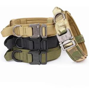 Collar táctico para perro ajustable de entrenamiento militar con mango de control y hebilla de nylon, adecuado para perros medianos y grandes