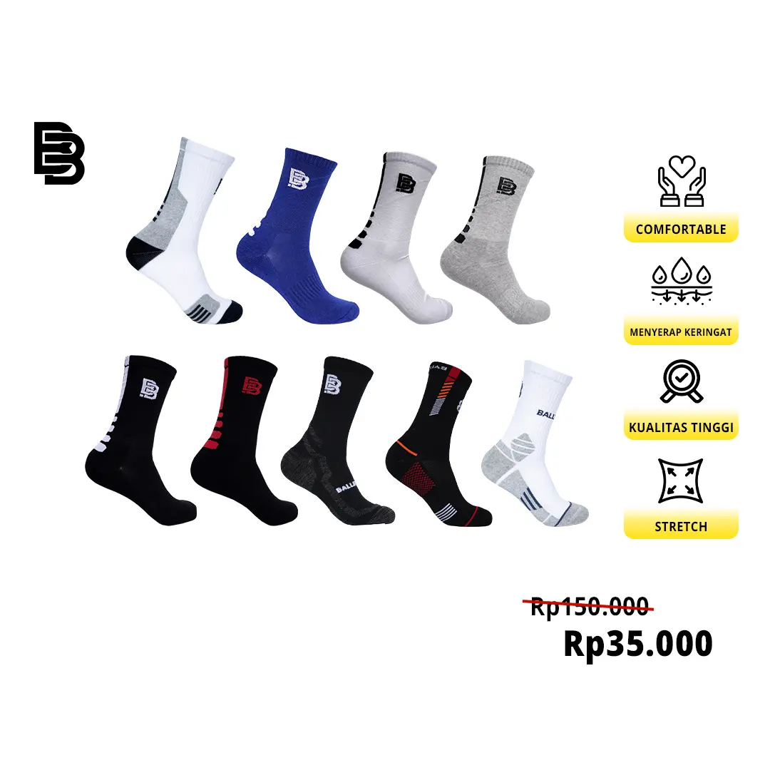 Kaos Kaki Olahraga Sport Ballerbro Running Gym Basket