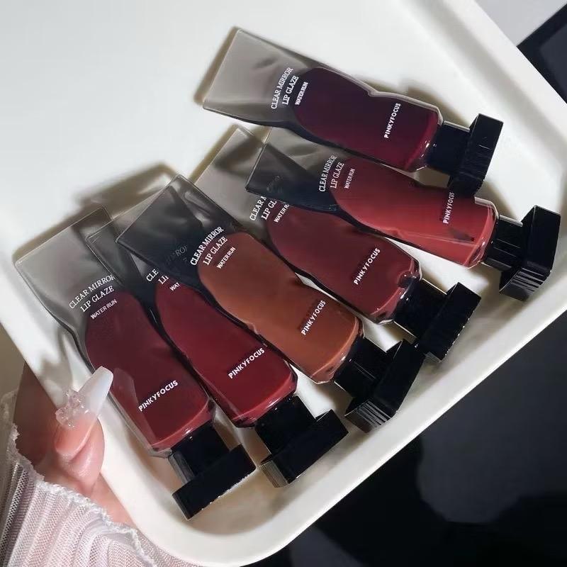 ￼Pinky Focus Clear Mirror Lip Glaze Water Run Lip Oil Lipstick Bibir Basah Gaya Korea Waterproof Dark Girl Gloss Cherry Ginger Watery Berry Kosmetik 2
