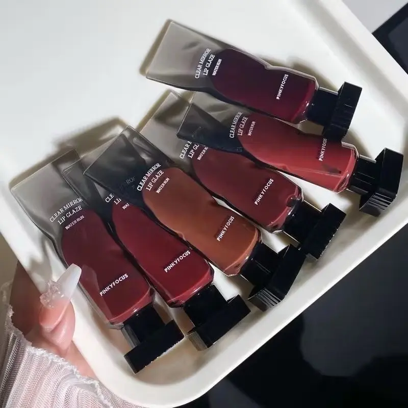 ￼Pinky Focus Clear Mirror Lip Glaze Water Run Lip Oil Lipstick Bibir Basah Gaya Korea Waterproof Dark Girl Gloss Cherry Ginger Watery Berry Kosmetik 2