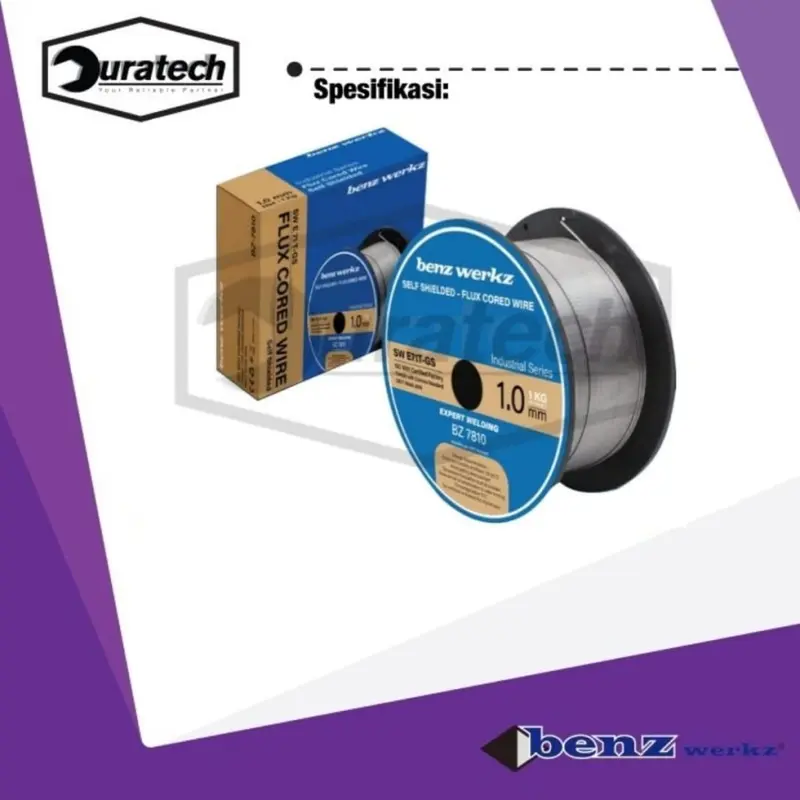 Benz Werkz Kawat Las Mig 0.8MM 1MM 1KG Flux Cored Wire NON CO2 Kawat Las Mesin Las MIG Tanpa Gas 0,8mm 1mm Berat 1kg Wire Inverter Mig Welding Tanpa Gas CO2 MIG Wire diameter 0.8mm atau 1mm berat 1 kg 3