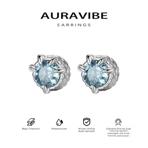 AURAVIBE Anting cakar naga magnetik hip-hop Eropa dan Amerika, tanpa tindik telinga, warna merah Tahun Baru, elegan, mini, modis, serbaguna, unisex, anting berlian tunggal yang dipersonalisasi.
