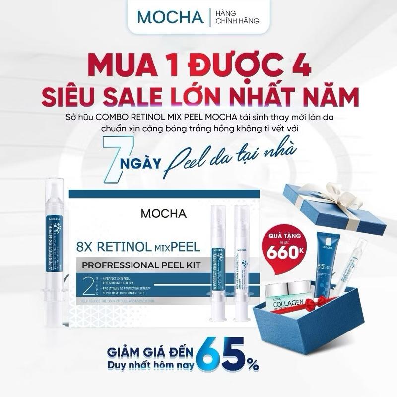  MOCHA PEEL DA MIX RETINOL Mua 1 Được 4 Bao Gồm Ống Peel Tặng Serum B5 Kem Collagen Sữa Rửa Mặt Skincare Peptide 