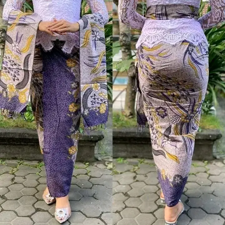 kamen batik katun motif merak serta selendang 2