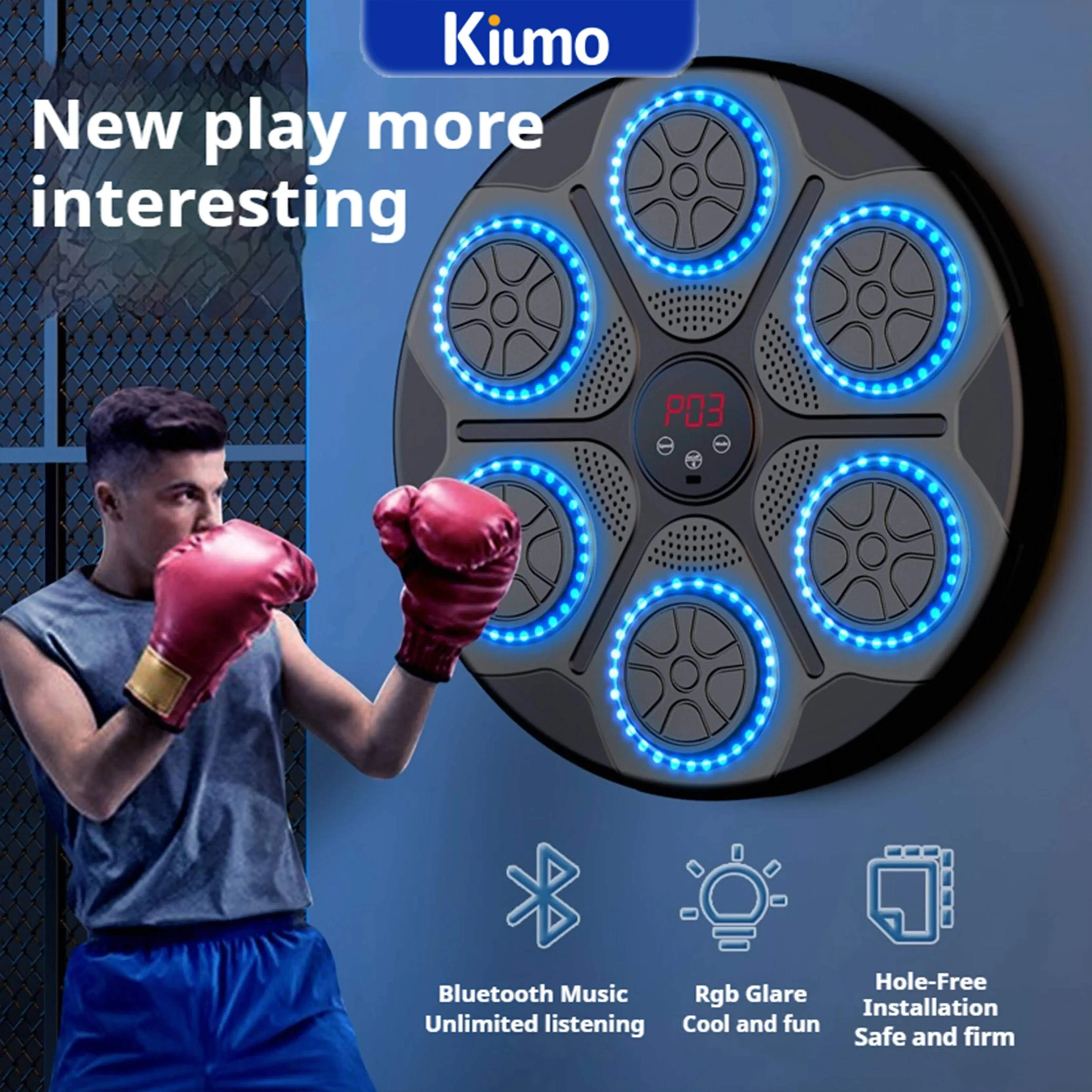 MUSIC BOXING MACHINE - Mesin Tinju Musik pintar dengan koneksi Bluetooth alat pukulan beladiri bela diri olahraga dalam ruangan sasaran tinju yang menyenangkan untuk mengatasi stres