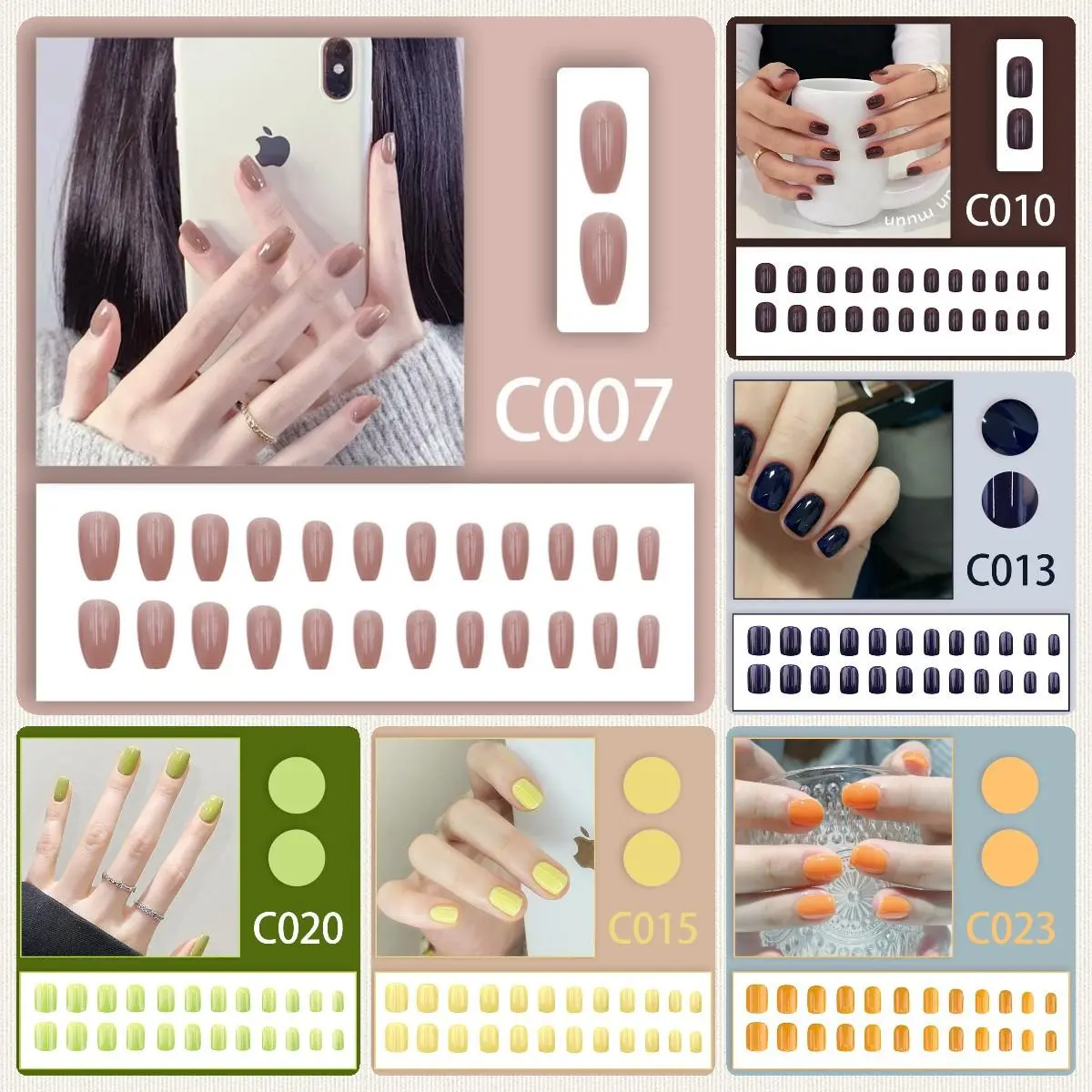 COD Kuku Palsu Nail Art Aesthetic Wisuda 24pcs Tangan Pewarna Tidak Ada Lem Cair Polish