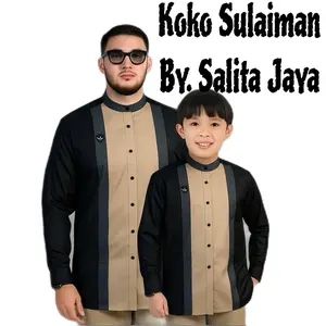 Koko Sulaiman Lengan Panjang / Koko Couple Anak & Ayah / Koko Viral Lengan Panjang Muslim  Pria Keluarga Baju Kurta Panjang