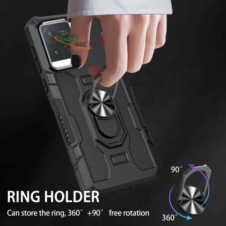 Casing Untuk Vivo Y21/Y21s/Y21t/Y21a| Y33S Hard Case Ring Armor Robot Case Kickstand Hybrid/Ring Holder 8