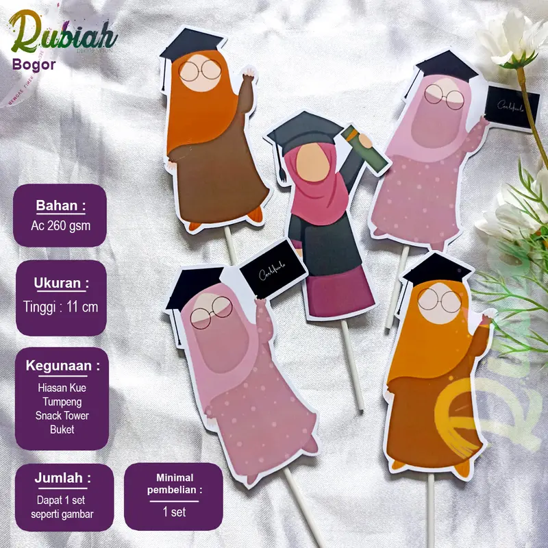Topper Wisuda Hijab Part 2 Hiasan Buket Kue Tumpeng Graduation Kelulusan sekolah 1