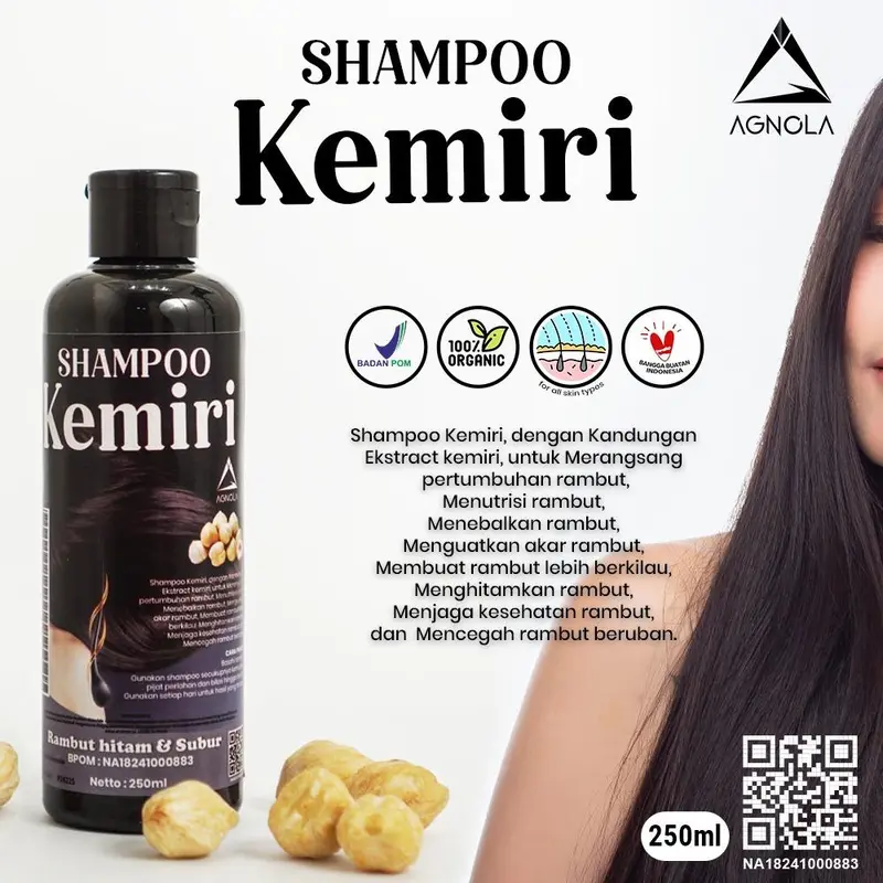 (Bpom) Shampoo Kemiri Shampo Pemanjang Rambut 100ml  Menebalkan dan Menghitamkan Rambut Anti Ketombe Kemiri Bakar Hitam Shampo 2
