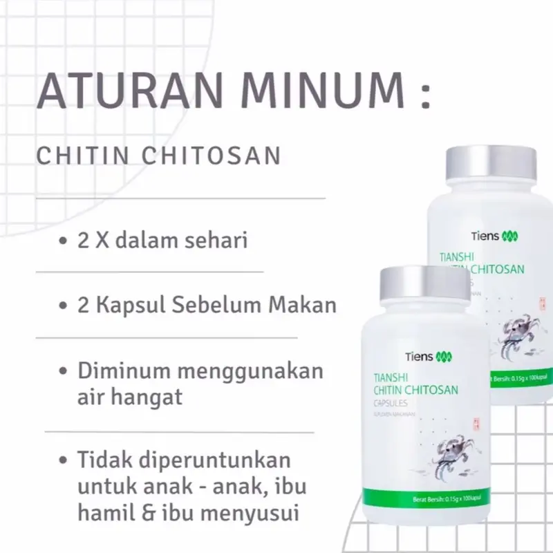Tianshi Chitin Chitosan Original Tiens Kapsul - Serat Shitin Cina Solusi Asam Lambung Maag Gerd - Bpom Halal 1