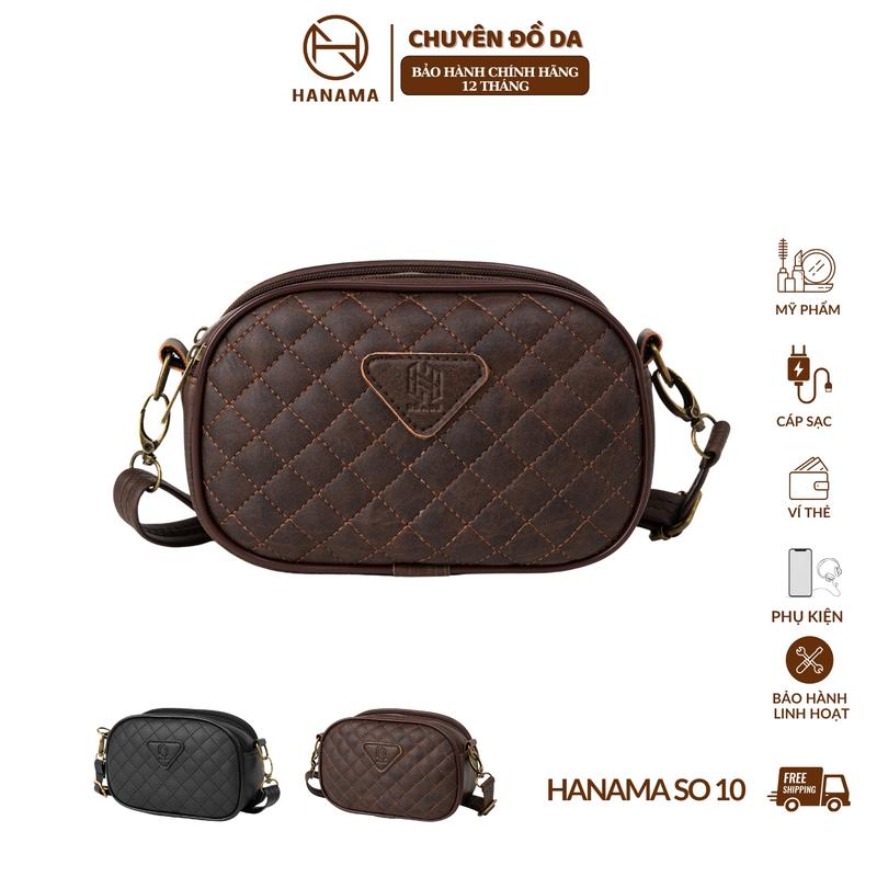 [DAILY_HANAMA]_ Túi Xách Nữ Da PU thiết kê dáng ngang trần trám SO 10 Hanama hai màu Nâu - Đen
