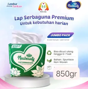 Neabeauty Tisu Lap Serbaguna 850 gr Isi 1175 Lembar Hemat & Ramah Lingkungan Bisa Dicuci Ulang 6-7 Kali Jumbo Pack - Tissue