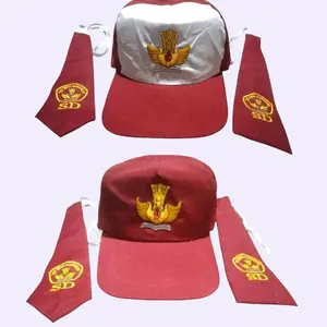 Set Topi Dasi Sekolah SD Merah Putih Cowok Cewek Logo bordir tut wuri handayani Jahitan Rapih