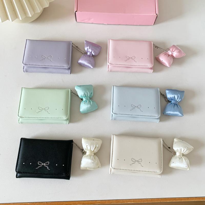 Ví nữ Sweet Bow dung tích lớn, gấp gọn, có ngăn đựng tiền xu và thẻ, da PU, ví…
