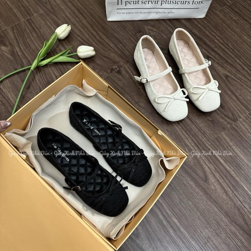  Giày bệt búp bê nơ mũi tròn xinh tiểu thư dễ đi   MA9   - Giày mary jane thời trang nữ 2 màu 