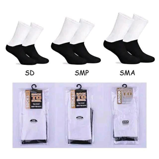Kaos kaki sekolah SD SMP SMA warna hitam putih Fashion back to school 4