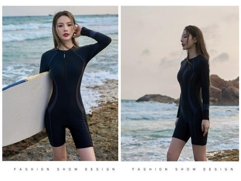 Product Introduction of Swimsuit for Women 2024 New One-Piece Long Sleeves Conservative Racing Super Sexy Surfing Hot Spring Slimming Slim Fit Swimming Suit 24