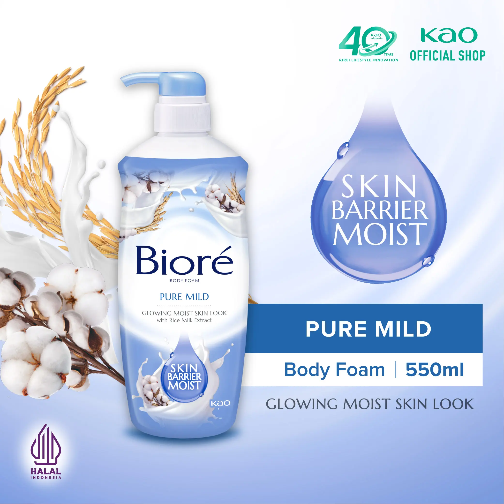 Biore Pure Mild 550ml Pump - Sabun Mandi Cair