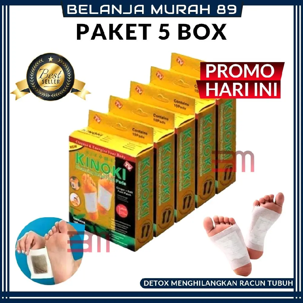DAY SALE 5 Box isi 50 PCS Kinoki Gold Detox Foot Pads Koyo Penyerap Racun Dalam Tubuh Secara Alami - BELANJA MURAH