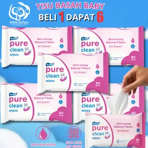 Rosetta Pure Clean Wipes Tisu Basah Kecil Portabel 80 Series 40 Lembar Per Bungkus Tidak Mudah Sobek Aman Untuk Bayi