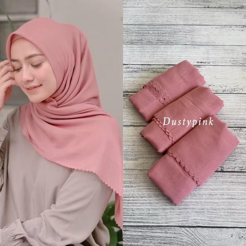HIJAB VOAL POLOS PREMIUM LASERCUT - Segi Empat 8