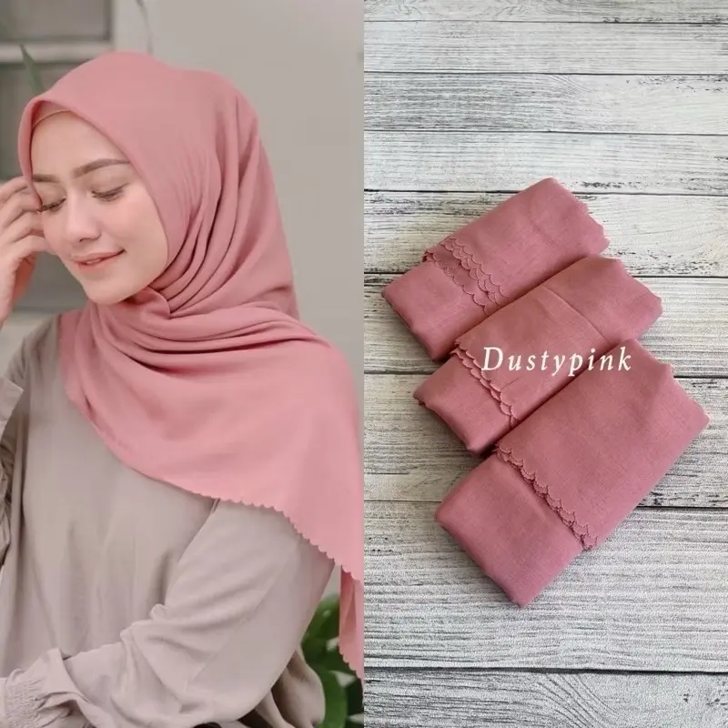 HIJAB VOAL POLOS PREMIUM LASERCUT - Segi Empat 8