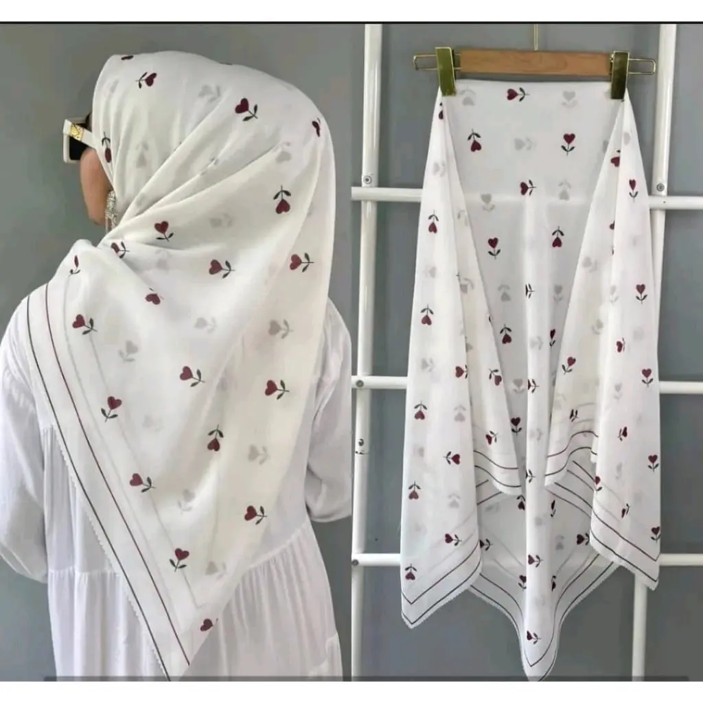 Hijab Motif Segi Empat Voal jilbab Mewah Nyaman Kerudung Square Muslim
