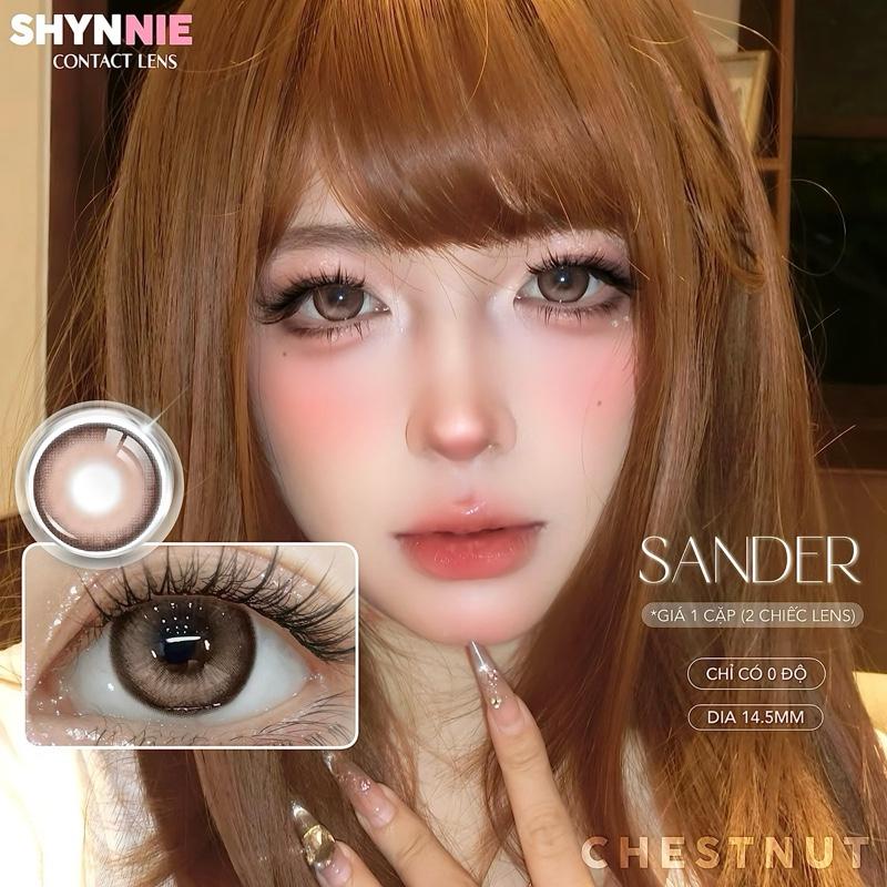 1 CẶP - LENS mắt kính áp tròng màu nâu viền hạt dẻ 14.5MM giãn to vân đơn giản - SHYNNIE LENS