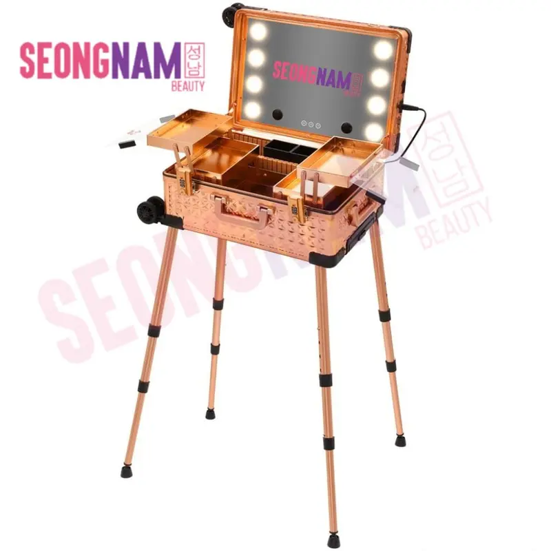 BRAND NEW Seongnam Makeup Case / Koper Makeup Touchscreen dengan 8 lampu LED Touchscreen , bluetooth, speaker, dan kaki meja 7