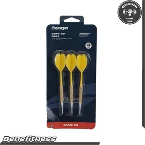Berwyn Anak Panah Dart Soft Tip Plastik Set 3 Pcs Kuning Dart Untuk Papan Dartboard