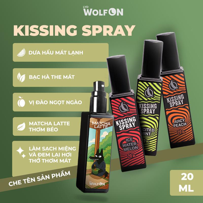  Xịt Thơm Miệng Kissing Spray Wolf ON Hương Trái Cây Bạc Hà Thơm Mát Sảng Khoái Nhỏ Gọn 20ml 