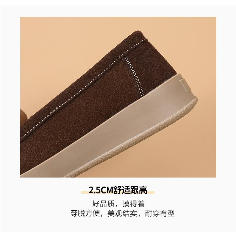 Product Introduction of Giày Da Lộn Cổ Điển Cho Nữ, Giày Đế Mềm, Giày Trượt Chân, Thường Ngày Round Toe Flat Heel (1 cm or less) Shoes Thun 10