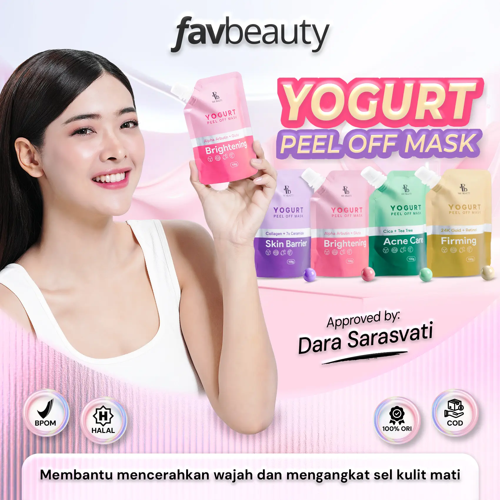 FAV Beauty Yogurt Peel Off Mask | Acne Care Skin Barrier Firming Brightening | Masker Peel Off Perawatan Jerawat Mencerahkan Mengencangkan Melembabkan Kulit Wajah BPOM