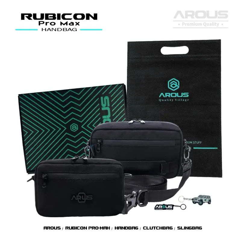 AROUS Handbag : Rubicon Pro Max Handbag Pria & Wanita Tas Multifungsi Elegan Praktis Slingbag Waistbag Pinggang Bahan Polyfilamen & Puring Satin Tahan Air:
