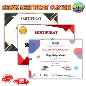 (Min. 2) Custom Piagam Sertifikat Dengan Nama Sendiri Custom Free Desain Super Digital Printing Kertas Card Glitter