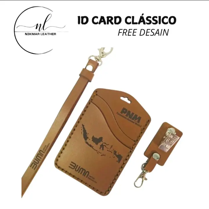 NIKMAR LEATHER - ID CARD CLASSICO - Gantungan nametag - Id Card Holder - Id card Kulit Tali 0