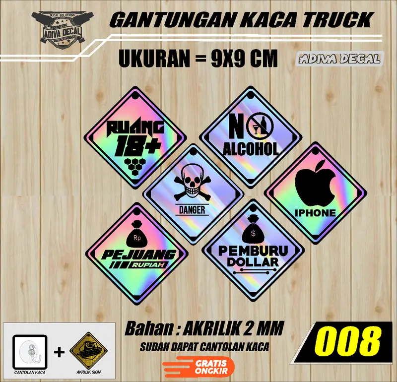 PAKET RANDOM GANTUNGAN KACA BEBAS PILIH - MAINAN KACA AKRILIK PAKET HOLOGRAM FULL 008 Toys 4