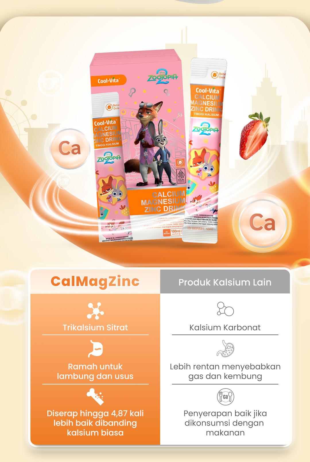 [AIO A] Cool-Vita - Disney Toy Story 5 - 2 Box CalMagZinc Drink 20 Sachet Rasa Strawberry Yogurt Kalsium Magnesium Zinc Vit D3 Suplemen Kesehatan Untuk Anak 3 Tahun dan Dewasa | Suplemen Vitamin Bantu Penuhi Nutrisi Anak | BPOM & HALAL