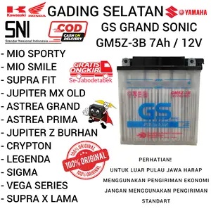 Aki Basah GS GM5Z 3B 7 Amper MIO SPORTY , ASTREA GRAND , JUPITER Z BURHAN , Grand Sonic aki  basah Accessories Motorcycle