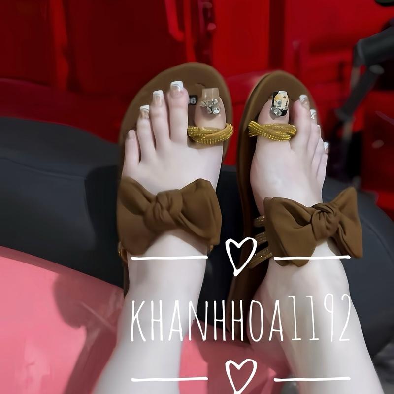  Dép nữ quai ngang đính đá 3 dây xoắn NƠ đế bệt sang trọng  dép kiểu nữ đẹp DéP Shoes giay dep depnuhottrend  2023 