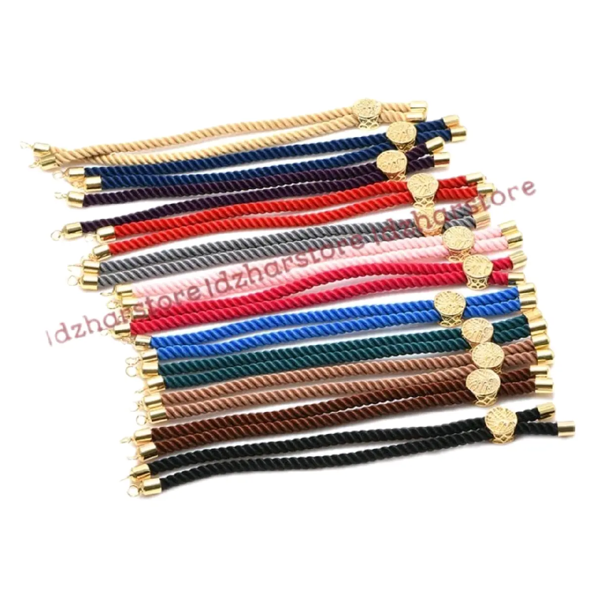 Gelang Tali Serut Model Kait Adjustable BISA COD Liontin Bracelets - Hitam - Emas Pengait