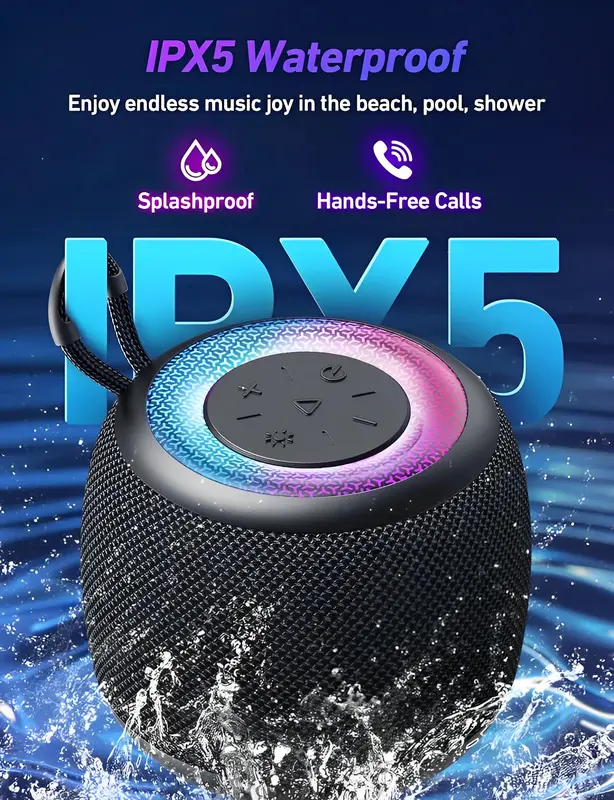 ERNA Speaker Portabel Mini TWS Speaker Bluetooth 5.3 dengan Bass Seimbang, Mode LED untuk Luar Ruangan Wireless 6
