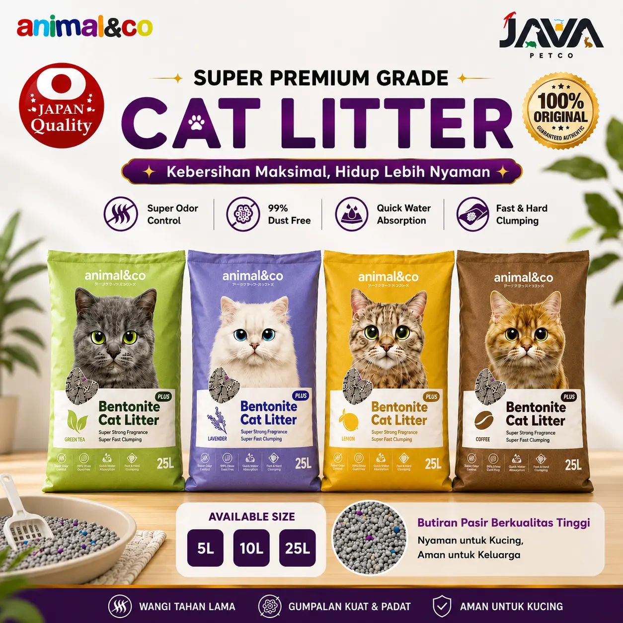 【ORIGINAL】 AnimalNco Premium Cat Litter Bentonite Plus Pasir kucing Gumpal 5L Cat Sand 100% Original 100% New