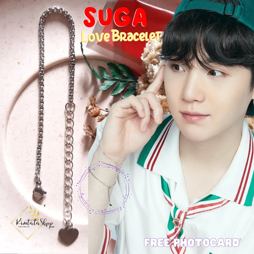 Gelang BTS Suga Min Yoongi Love Charm Bracelet Stainless  Bracelet