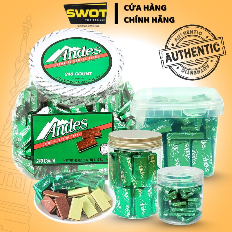  SOCOLA BẠC HÀ ANDES Hộp 240 Thanh Cao Cấp Chính hãng Mỹ Chocolate Mỹ Hương Vị Bạc Hà thơm ngon dễ ăn SôCôLa tốt cho sức khỏe dùng để ăn vặt rất ngon Snack Food  socola  bạc  hà - SWOT 