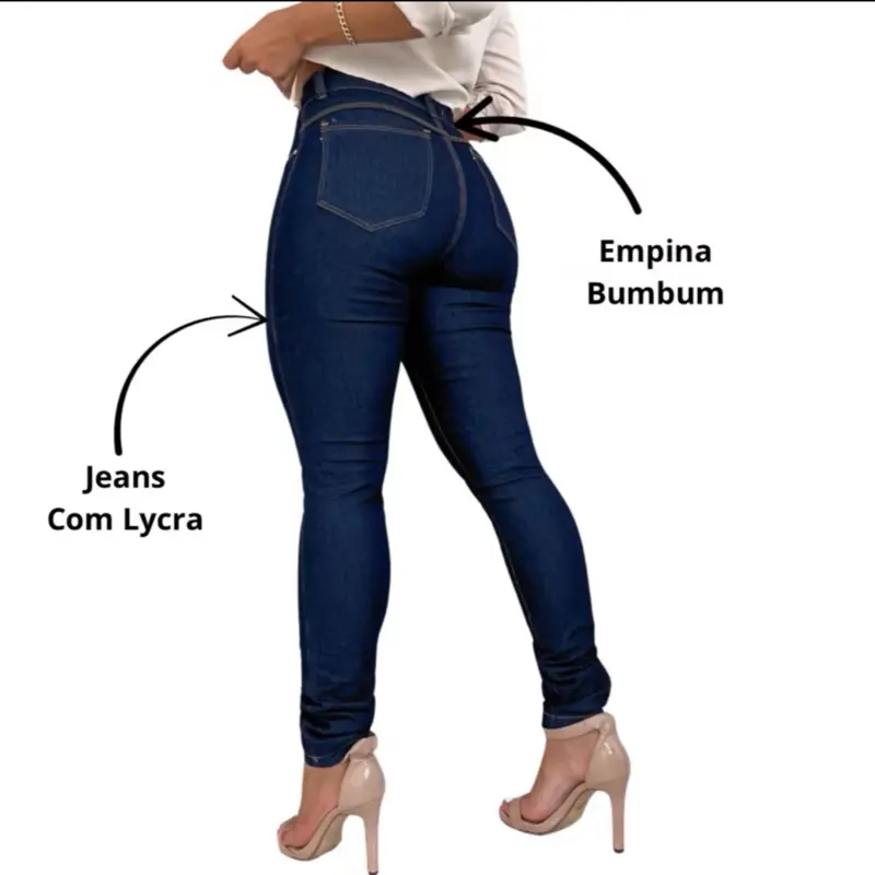 Kit 4 Calças Feminina Jeans Com Elastano Cintura Alta Com Lycra Skinny Levanta Bumbum - 3