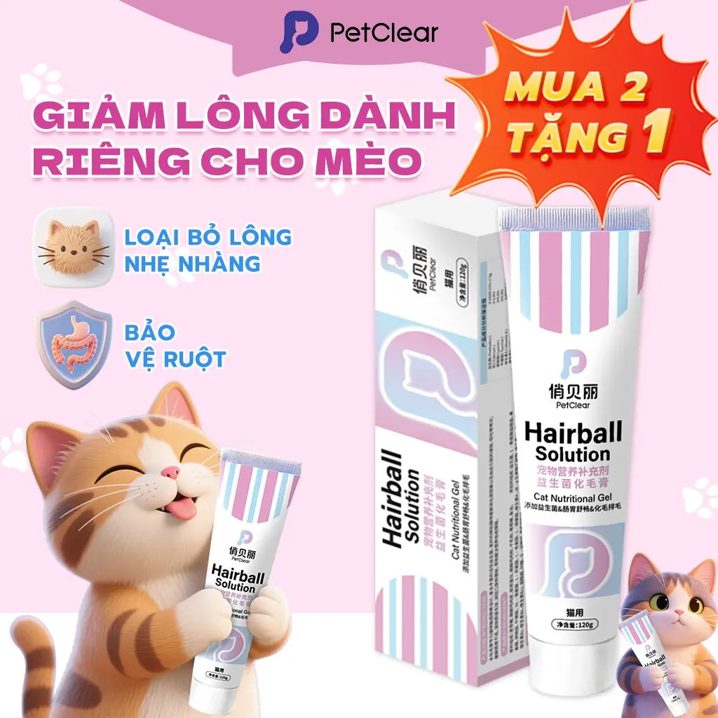 【Mua 2 tặng 1】Kem hỗ trợ tiêu hóa Petclear cho mèo vitamin và dầu cá dành riêng cho mèo bổ sung men vi sinh 120g