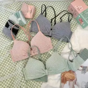 Set (Bra+Celana Dalam) BH/Bra Wanita Push-Up Isi Busa Tali Strap Bahan Lace Breathable Hiasan Bordir